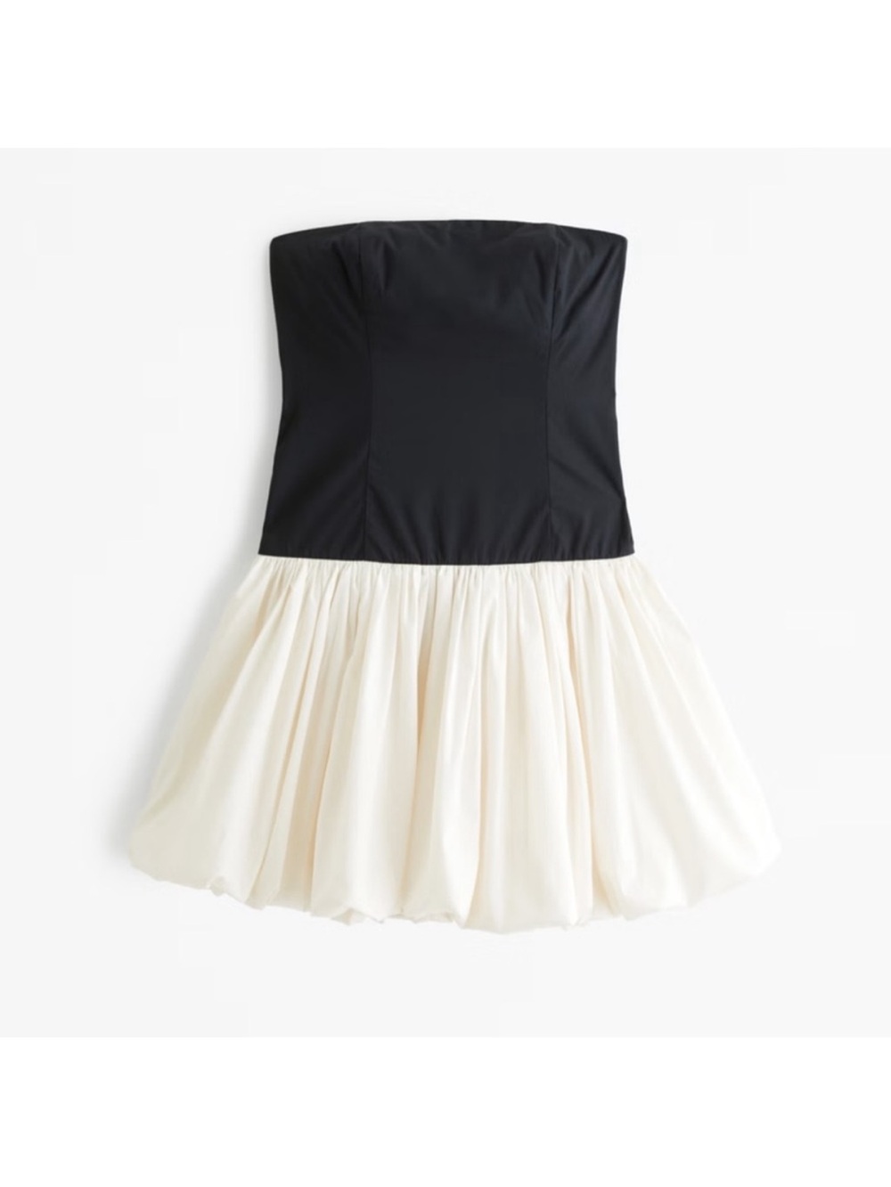 Strapless Black and Cream Two-Tone bubble Dress - Picture 3 of 4